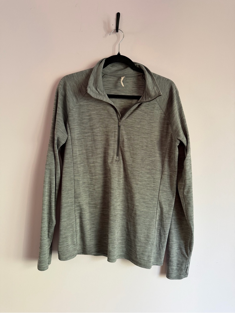 Under Armor Heather Grey Quarter Zip Running Long Sleeve Thumb Holes Zip XL
